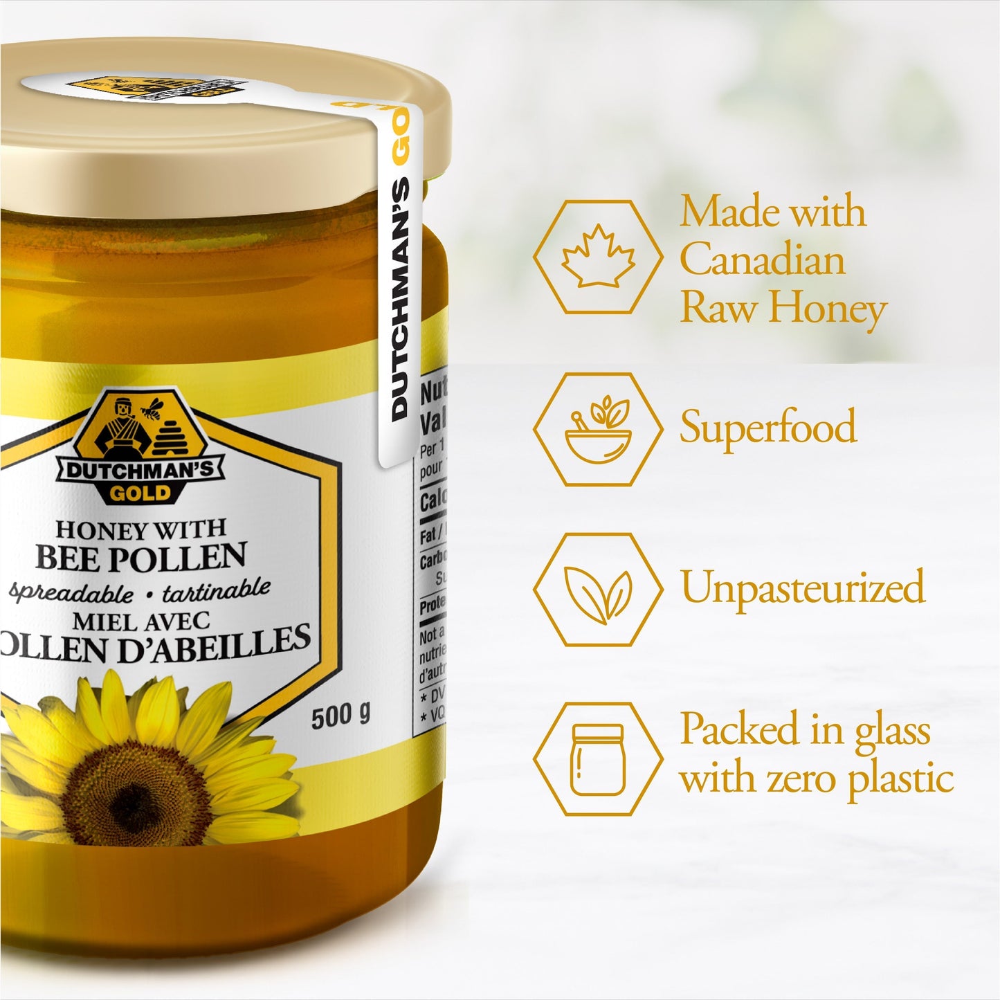 DUTCHMAN'S GOLD Honey with Bee Pollen (500 gr)