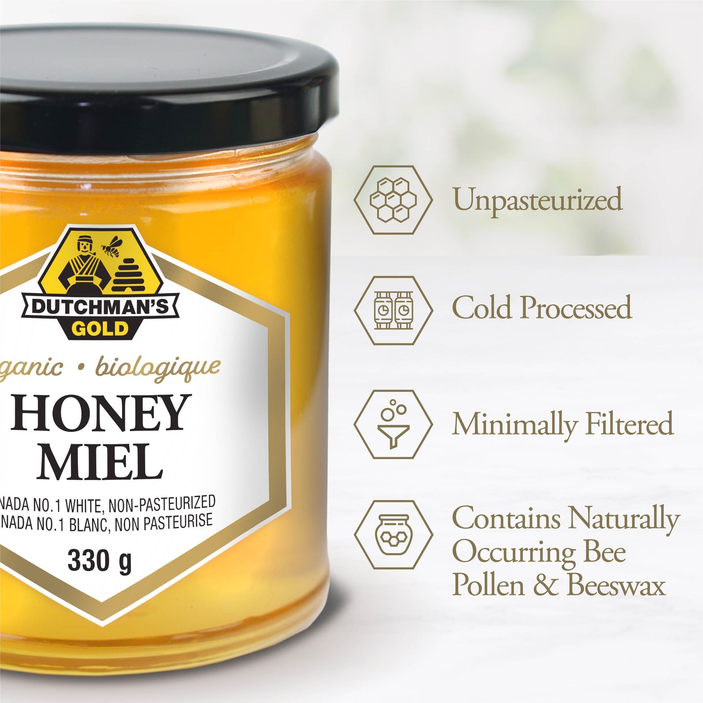 DUTCHMAN'S GOLD Organic Liquid Honey 330 g