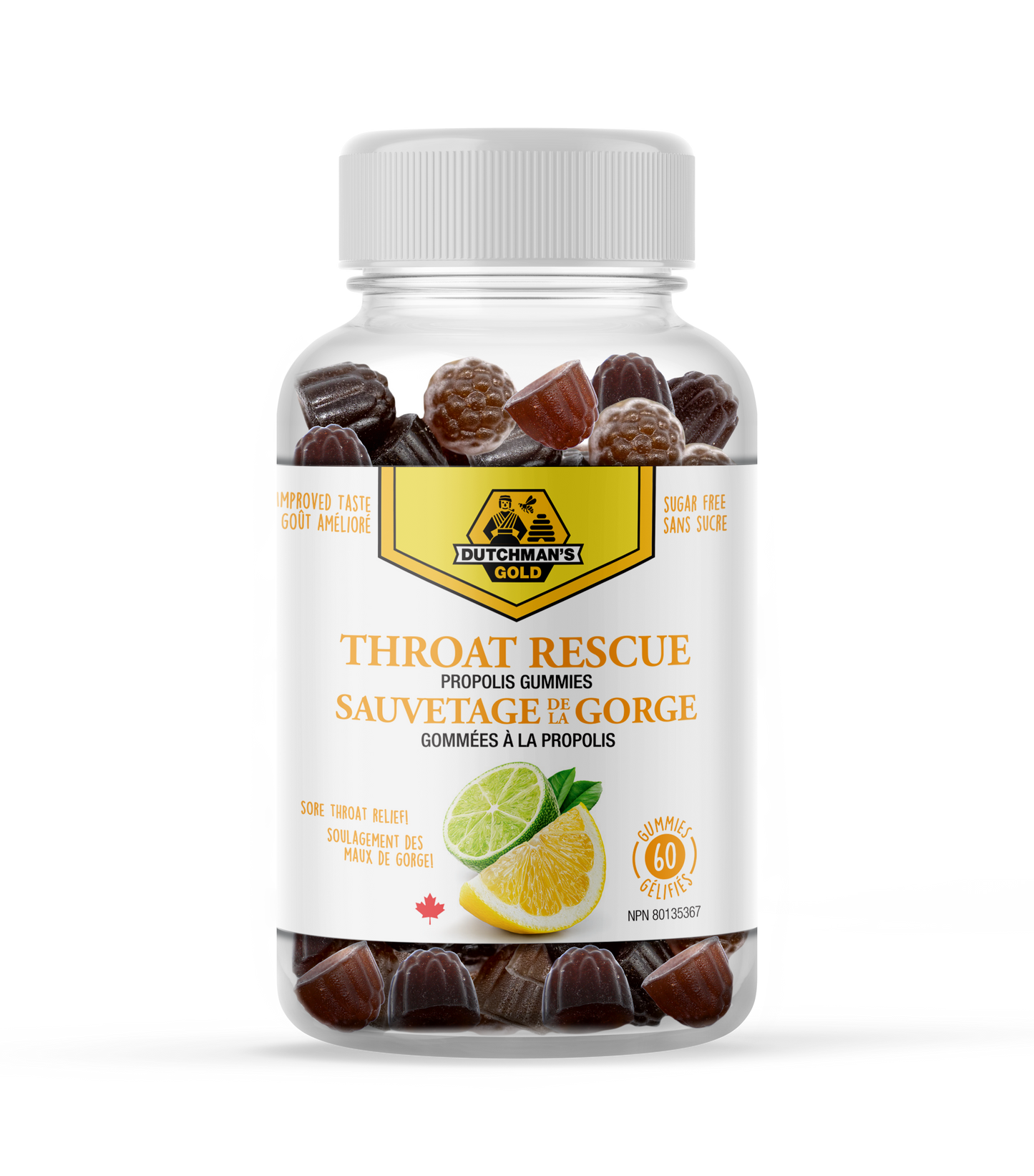 DUTCHMAN'S GOLD THROAT RESCUE Propolis Gummy: 60 count