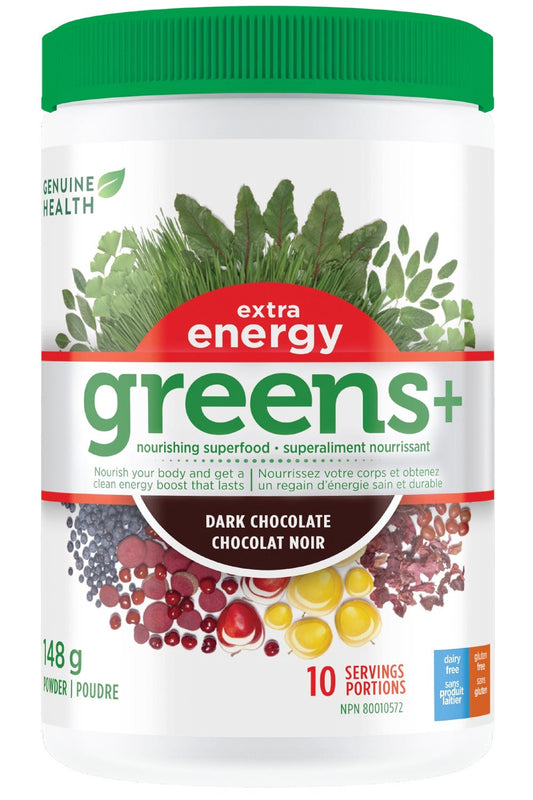 GENUINE HEALTH Greens+ Extra Energy (Chocolate - 10 servings)