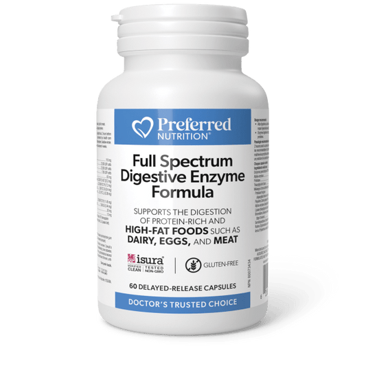PREFERRED NUTRITION Full Spectrum Digestive Enzyme Formula (delayed release) 60 Capsules